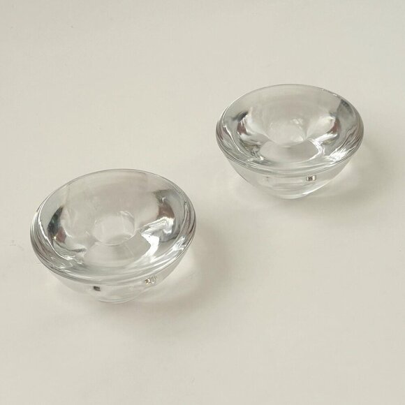 Orrefors Signed Kosta Boda Pair of Glass Crystal Vintage Votive Candle Holders - Picture 1 of 10